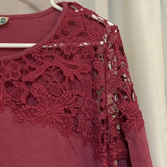 Women's Large ROCKIN C Pink Lace Top Cavender's - Picture 4 of 5
